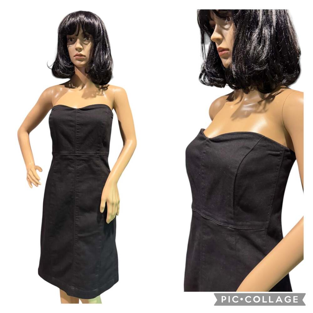 NWT 2011 Gap black denim strapless stretchy patchwork dress 12